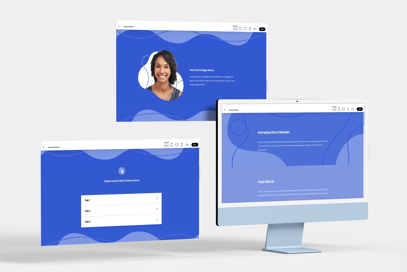 Custom branded course template in blue