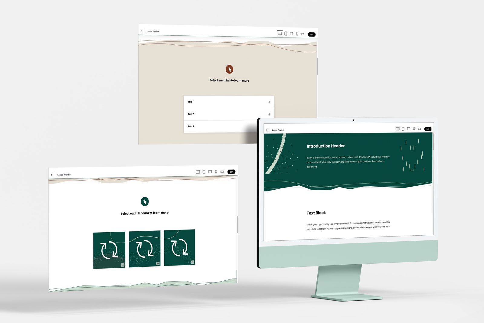 Custom branded course template in green